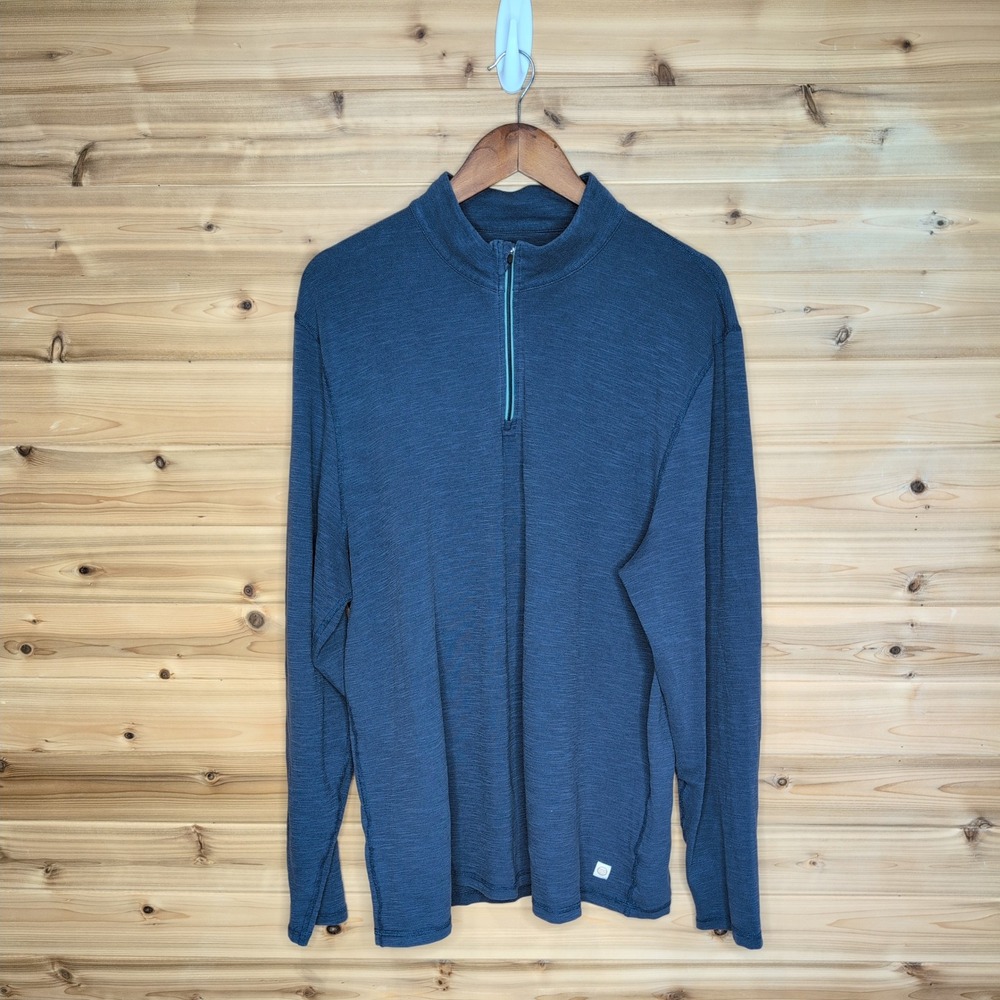 Marine Layer The Air Quarter Zip Pullover Mens‎ 2XL Blue Tencel Organic Cotton